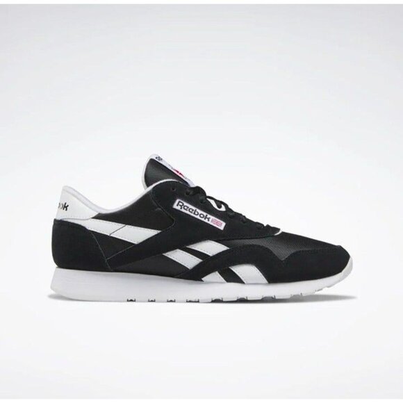 REEBOK Classic Nylon Men's Shoes Black/White - Picture 2 of 8